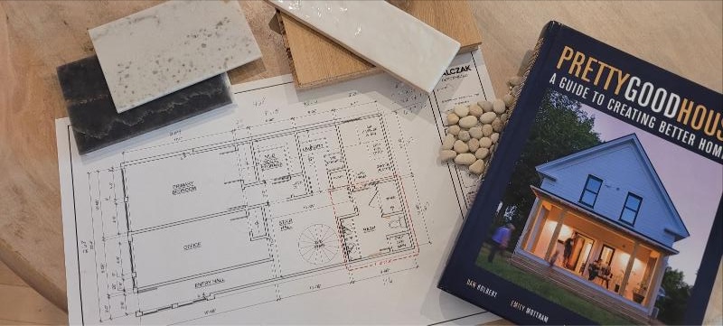 Plans, a book about creating houses, granite tiles