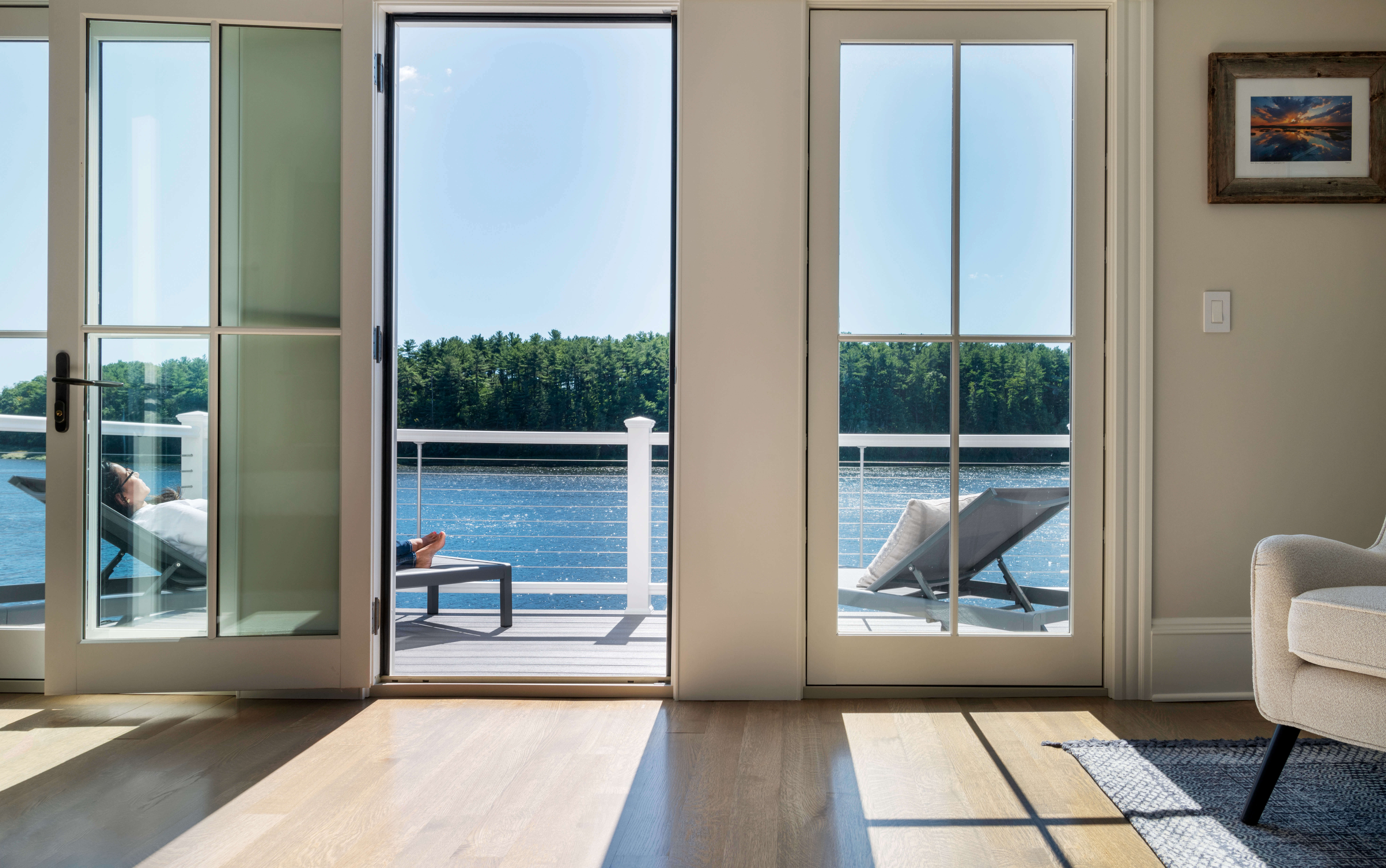 expansive deck off primary bedroom